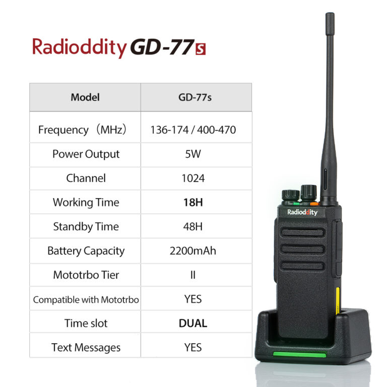 Radioddity GD-77S VHF/UHF DMR Dual Band Two-way Radios - Two Way Radio