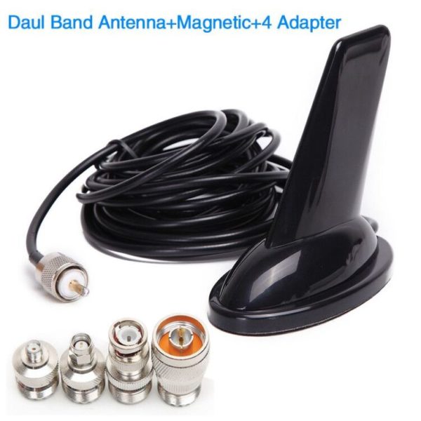 144/430Mhz Dual Band Base Antenna Shark Fin Design with Coaxial Cable Magnetic Mount - Image 3