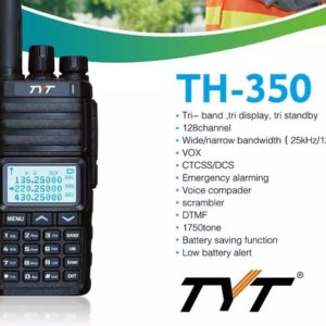 TYT TH-350 Walkie Talkie HT Tri-Band 144/220/430MHz 128 Channels Analog Handheld Radio