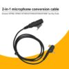 2-in-1 PTT Cable for 3.5mm Earpiece Motorola MTP850 MTH650 MTH800 MTH850 MTS850 MTH600 Two Way Radio