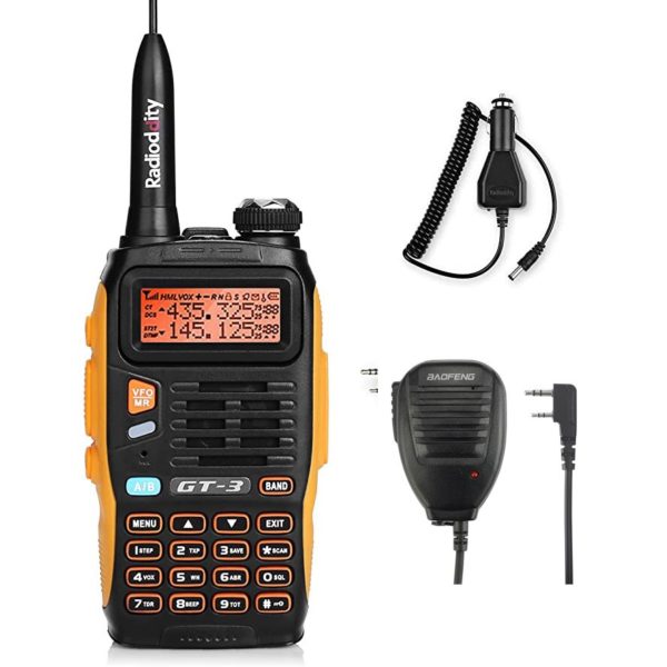 Baofeng GT-3 Mark II VHF UHF Dual-Band FM Ham Two-way Radio Walkie Talkie with Original Remote Speaker