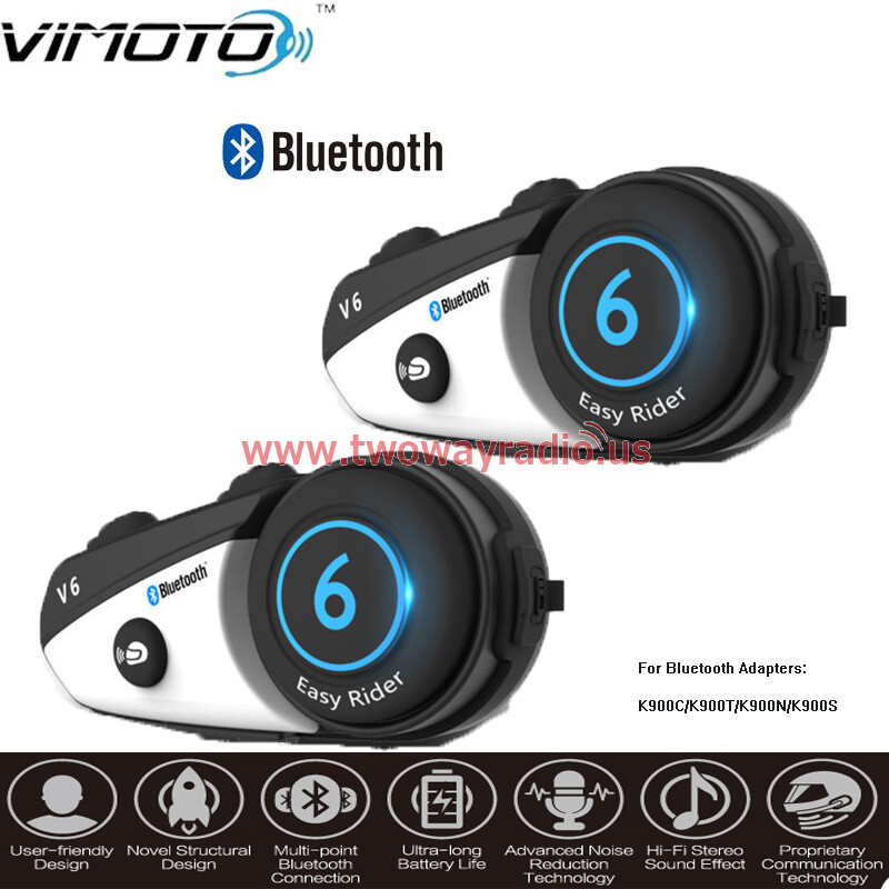 2PCS VIMOTO V6 Bluetooth Intercom Motorcycle Helmet Interphone Headset  Waterproof Wireless Bluetooth Moto Headset Interphone