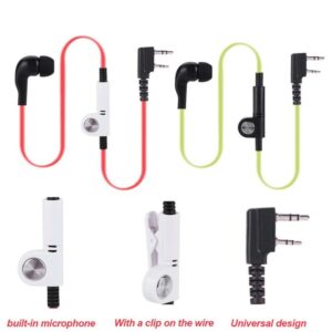 2 Pin K Head PTT Walkie Talkie Earphone Headset Headphone Earpiece with Mic for Kenwood Baofeng TYT Two Way Radio