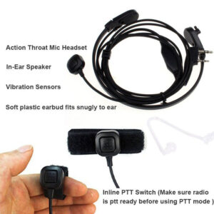 2Pin PTT Throat Mic Covert Acoustic Tube Earpiece Headset with Plastic Ear Bud Walkie Talkie Headphone for Baofeng UV-5R