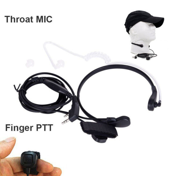 2Pin PTT Throat Mic Covert Acoustic Tube Earpiece Headset with Plastic Ear Bud Walkie Talkie Headphone for Baofeng UV-5R - Image 6