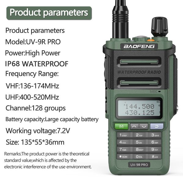 Baofeng UV-9R PRO High Power Two Way Radio Dual Band IP68 Waterproof Walkie Talkie - Image 3