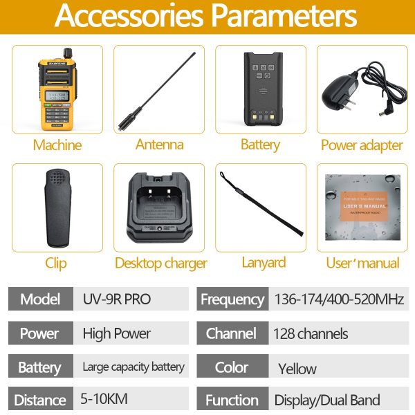 Baofeng UV-9R PRO Waterproof Walkie Talkie High Power Dual Band Two Way Radio - Image 5