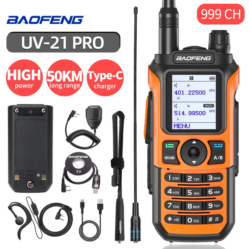 Baofeng UV21 Pro 10W Walkie Talkie Long Range Portable Ham Radios Typec Amateur TwoWay Radio