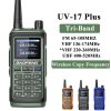 Baofeng UV-17 Plus Walkie Talkie 10W Tri-Band Wireless Copy Frequency Type-C Charge NOAA Double Led Lamp Waterproof FM Radio