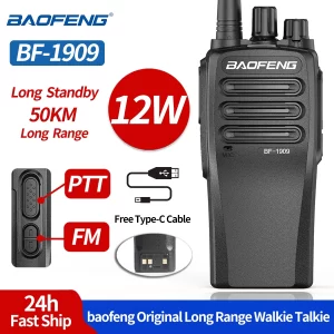 Baofeng BF-1909 Walkie Talkie 12W High Power UHF 400-470mhz FM Two Way Radio Type C Charging Transmitter Upgrade BF888S UV5R Etc