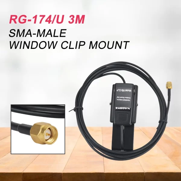 Nagoya 3M RG-174U Cable Window Clip Mount Antenna Mounting Bracket RB-CLP BNC Mount for Portable Two Way Radio - Image 2