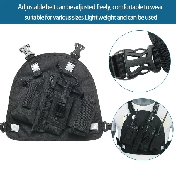 Walkie Talkie Chest Pocket Bags Pack, Harness Backpack Holster Walkie Talkie Carry Case for All radios PT09 - Image 5