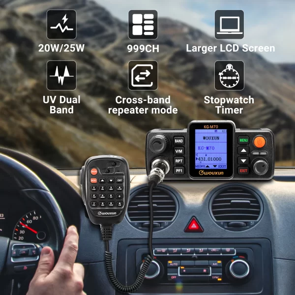 WOUXUN KG-M70 25W Mobile Base Radio UHF/VHF Dual Band 999CH Cross Band Repeater Mode Long Range Car Vehicle Two way Radio - Image 3