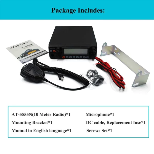 AnyTone AT-5555N II 28.000-29.700MHz 10 Meter Radio 40 Channel AM/FM/SSB/LSB/USB Mode Mobile CB Radio - Image 6