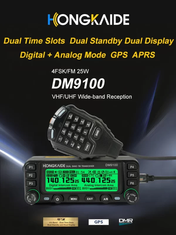 DMR Digital Vehicle Transceiver DM9100 Dual Band GPS APRS VHF UHF Car Mobile Two way Radio - Image 2