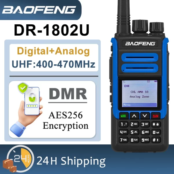 Baofeng DR-1802U DMR Portable Radio Advanced AES256 Encryption 2200mah 1024 Channel UHF 400-470MHZ Long Range Digital Walkie Talkie