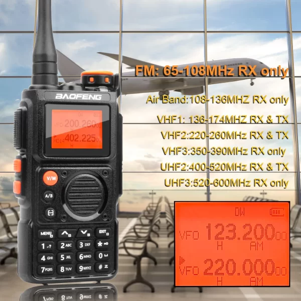 Baofeng K6 Ham Two way Radios 2M 70CM Air Band VHF UHF Dual Wait Multi-Band Wireless Frequency Copy Noise Cancellation 999Ch FM