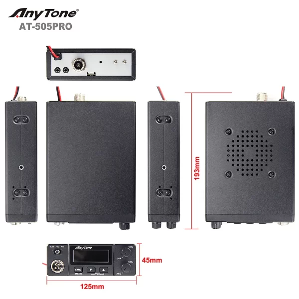 New Anytone AT-505Pro CB Radio 26.965-27.405MHz 4W 40Channels AM/FM/PA Scan Function ASQ/SQ/VOX Mobile Car Radio - Image 3
