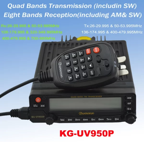 Wouxun KG UV950P CB Car Radio Station Free Shipping Quad Bands Transmission Eight Bands  Reception - Image 6