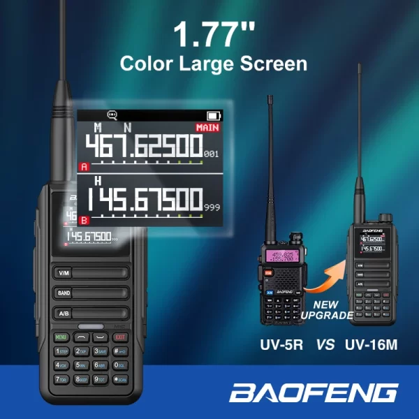 2024 BaoFeng UV-16M Walkie Talkie Baofeng UV16 Max USB-C Charger LCD Display UV16 10KM Long Range FM Dual Band Transceiver 999CH - Image 3