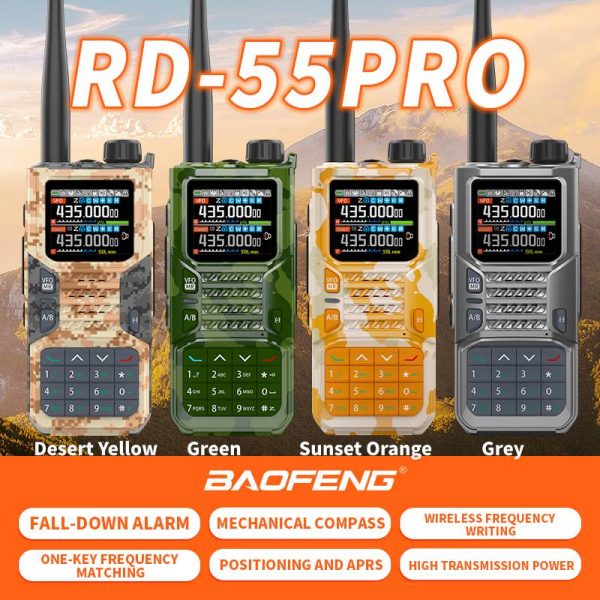 Baofeng RD-55PRO Air Band Walkie Talkie Wireless Copy Frequency Type-C NOAA Long Range 640CH Walkie Talkie