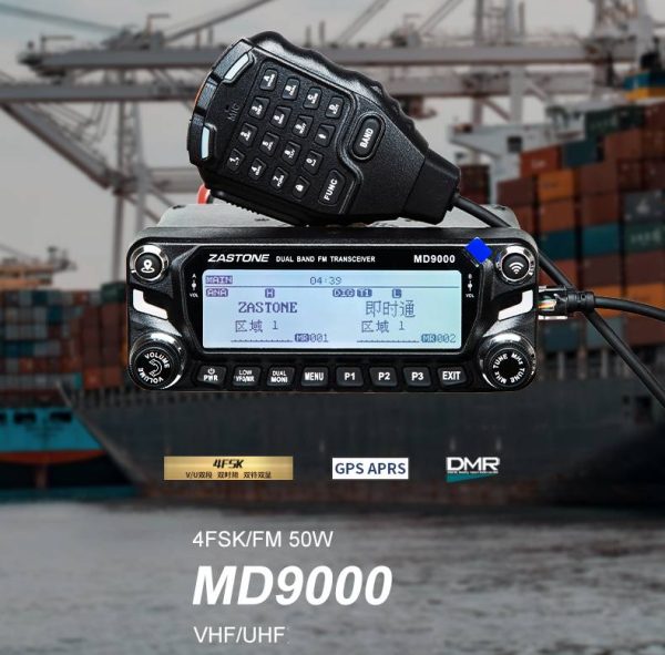 Zastone MD9000 upgraded NEW 50W Dual Band DMR Car Radio Digital Mobile FM Transceiver AES256 Bluetooth APRS GPS 