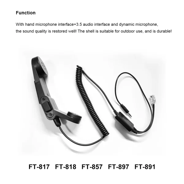 H250-FT8 hand microphone adapted to Yaesu car platform FT-817/FT818/FT857/FT897/FT-891 Emergency communication Yaesu Accessories - Image 2