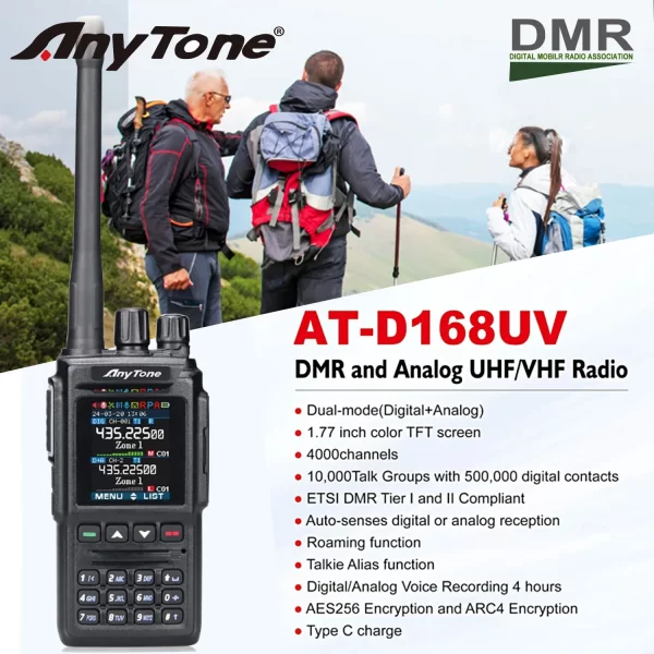Newest Anytone AT-D168UV Digital DMR Handheld 2 ways Radio