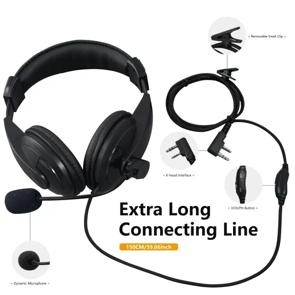 Walkie Talkie Headphone OverHead Headset K Type Plug Earphone For Baofeng UV5R UV-26 DM-1701A Quansheng UV-K6 UVK5 Kenwood Radio - Image 5