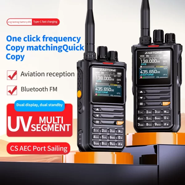 ZASTONE M8 10W Amateur Portable Radio AM Air Aviation Band High Power Walkie-Talkie APP programming noise