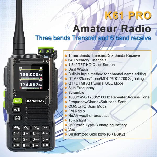 Baofeng K61 PRO Newest Cheap Multi-band Air Band Amateur Handheld Radio