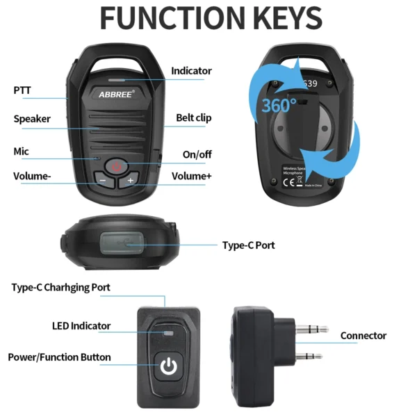 thumbnail image 2 of Wireless Bluetooth Speaker Mic For Baofeng UV-5R & Other Ham Radios 2 of 6