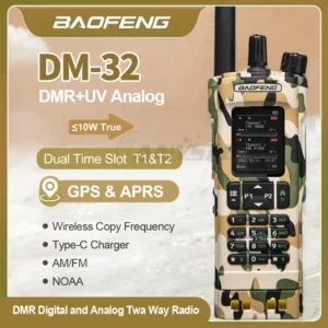 Baofeng DM-32 Digital Camouflage GPS 10W Multi Band Wireless Copy Frequency DMR For Bluetooth Programming Long Range Ham Radio