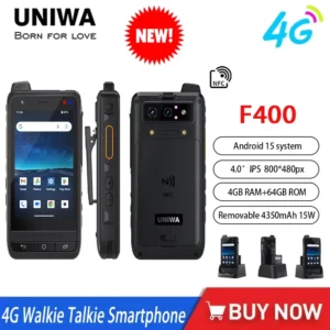NEW Global Edition UNIWA F400 4G Zello Walkie Talkie Smartphone 4" Android15 5.0MP 13MP 4GB+64GB 4350mAh 15W PoC Radio SOS NFC