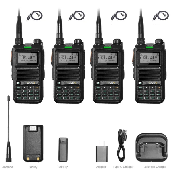 4pcs Iradio DM4R DMR Digital Analog Walkie Talkie AES-256 Encryption SMS Dual Mode Dual Time Slot 1024 CH DM-UV4R