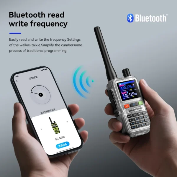 BAOFENG UV 5R Mini Walkie Talkie Bluetooth Wireless Copy Frequency Dual PTT UHF VHF AM Type-C Long Range Ham 2 Way Radio Camping - Image 2