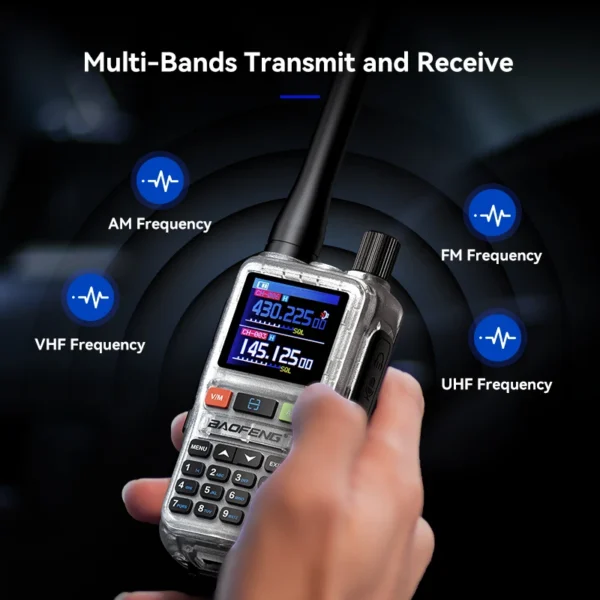 BAOFENG UV 5R Mini Walkie Talkie Bluetooth Wireless Copy Frequency Dual PTT UHF VHF AM Type-C Long Range Ham 2 Way Radio Camping - Image 4