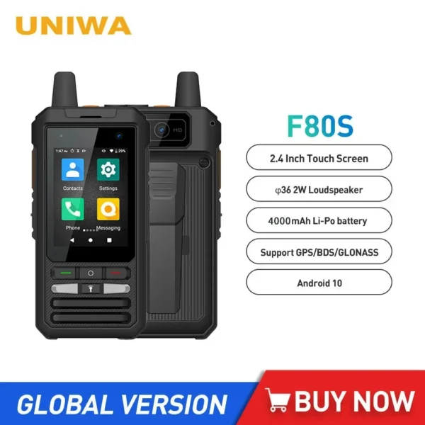 UNIWA F80S POC Walkie Talkie 4G Rugged Phone Spreadtrum Quad Core 1GB ...