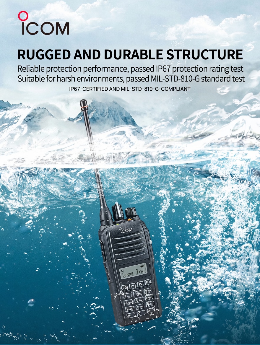 New ICOM IC-F2000T UHF Handheld Radio Compact Chassis with IP67 Waterproofing - Image 2