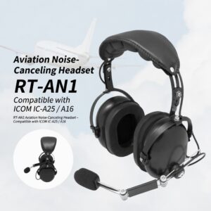 RT-AN1 Aviation Noise-Canceling Headset Unidirectional Mic Kevlar Cable for ICOM IC-A25 IC-A16