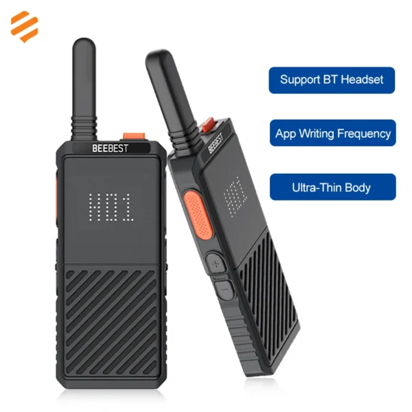 Beebest A308 Walkie-Talkie, 16mm Thin 137g Light, Wireless BT Earpiece, Waterproof Two Way Radio, Rechargeable for Outdoor Business