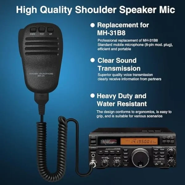MH-31B8 Handheld Speaker Microphone Compatible with Yaesu Two Way Radios - Image 2