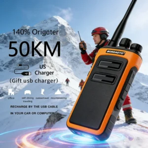 Commercial Walkie Talkie: Rechargeable, Waterproof Long Distance Two-Way Radio with One-Touch Frequency Scanner & Decoding