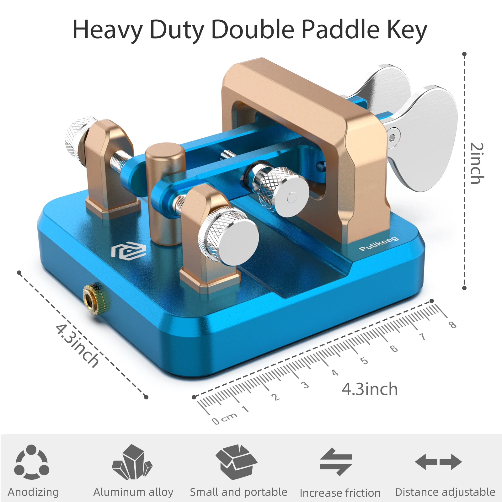 Putikeeg Iambic Auto Morse Keyer Double Paddle CW Telegraph Key for Amateur Radio Practice & Field Use - Image 3