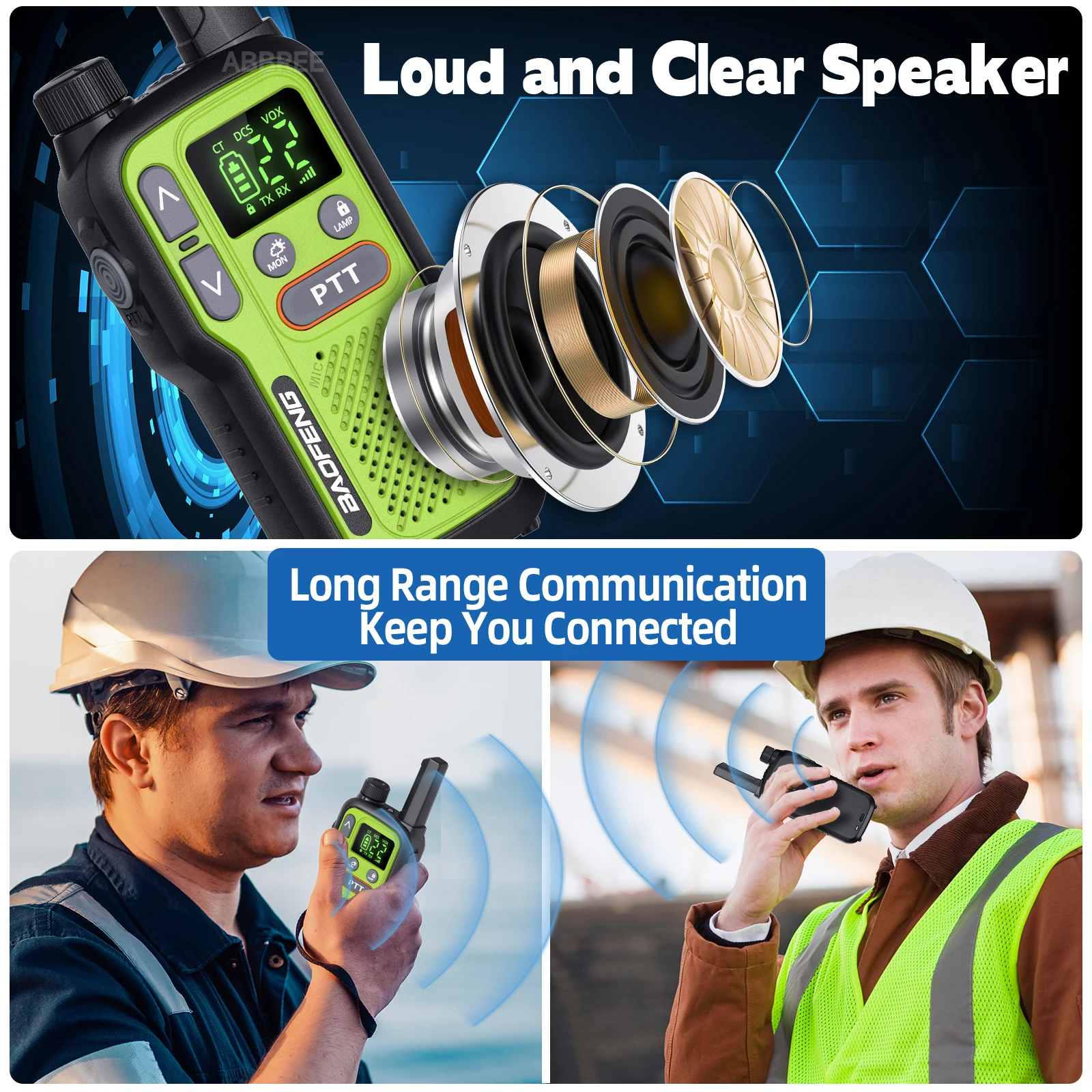 2-Pack Baofeng BF-T18 Mini Long Range Two-Way Radios, Dual PTT Type-C Rechargeable Walkie Talkie Full Kit - Image 4