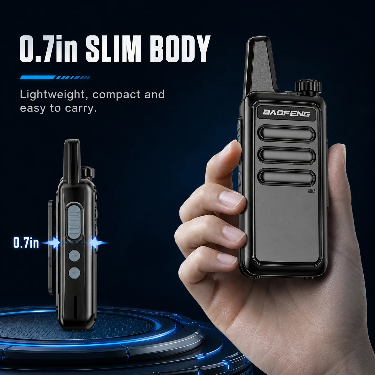 Baofeng BF-R5 Mini 5W High Power Long Range Walkie Talkie USB Rechargeable Slim Handheld for Outdoor Hotel Use - Image 4