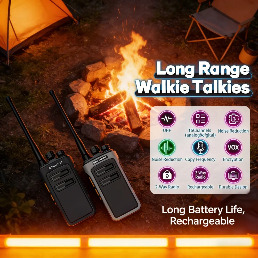 Commercial Walkie Talkie: Rechargeable, Waterproof Long Distance Two-Way Radio with One-Touch Frequency Scanner & Decoding - Image 5