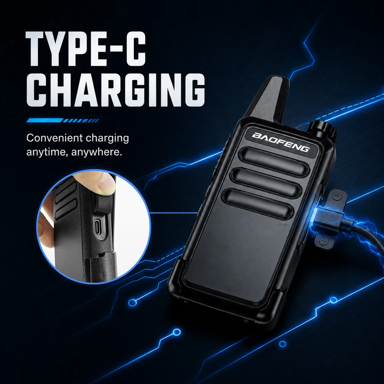Baofeng BF-R5 Mini 5W High Power Long Range Walkie Talkie USB Rechargeable Slim Handheld for Outdoor Hotel Use - Image 3